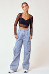 Denim Cargo Long Pants