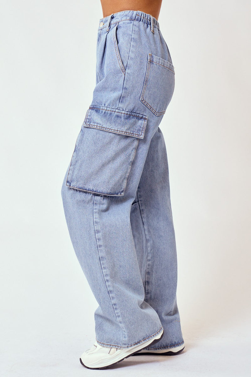 Denim Cargo Long Pants