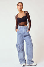 Denim Cargo Long Pants