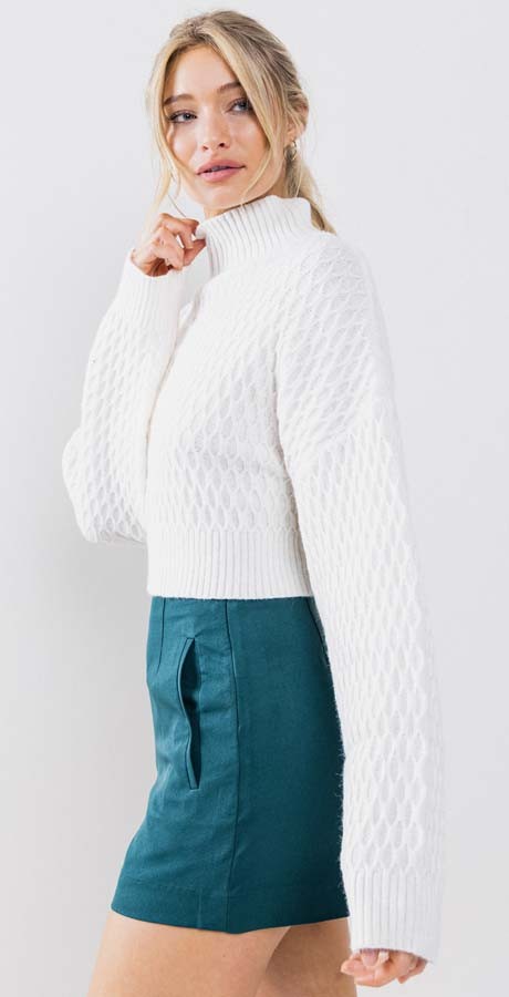 Ivory Back Tie Sweater