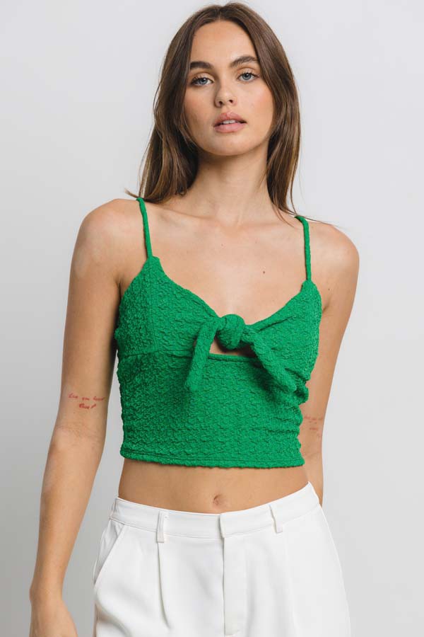 Green Tie Front Top