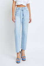 Ella Hidden Light Wash Tie Straight Jean