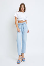 Ella Hidden Light Wash Tie Straight Jean