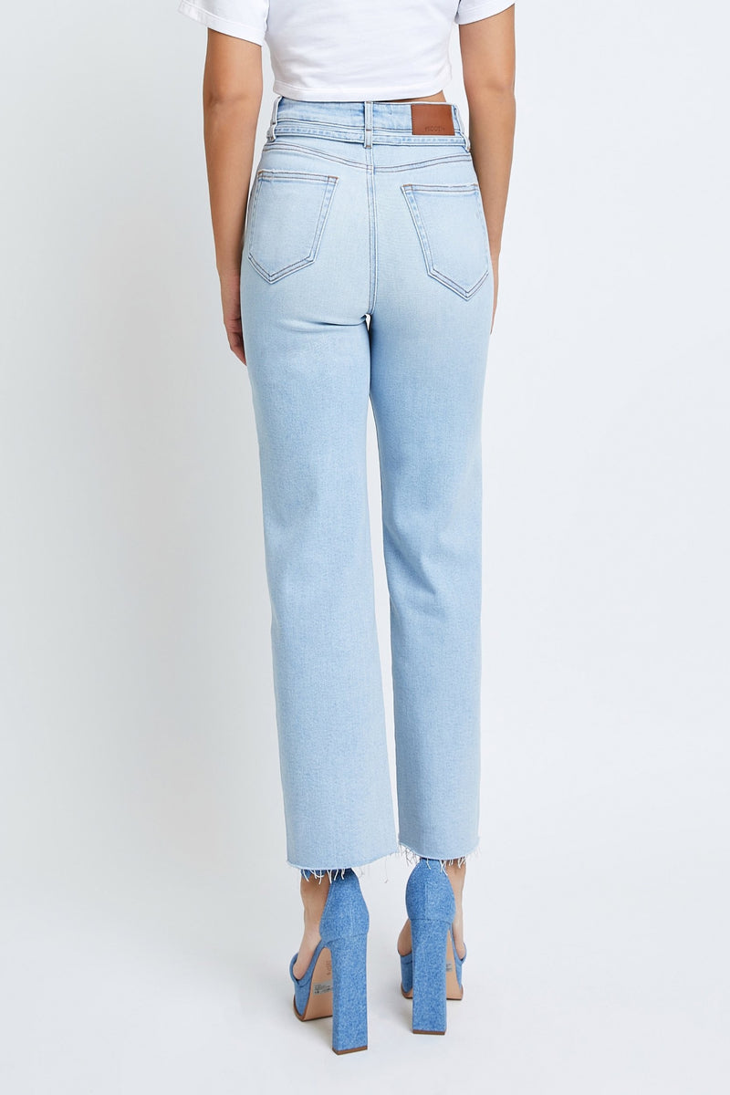 Ella Hidden Light Wash Tie Straight Jean