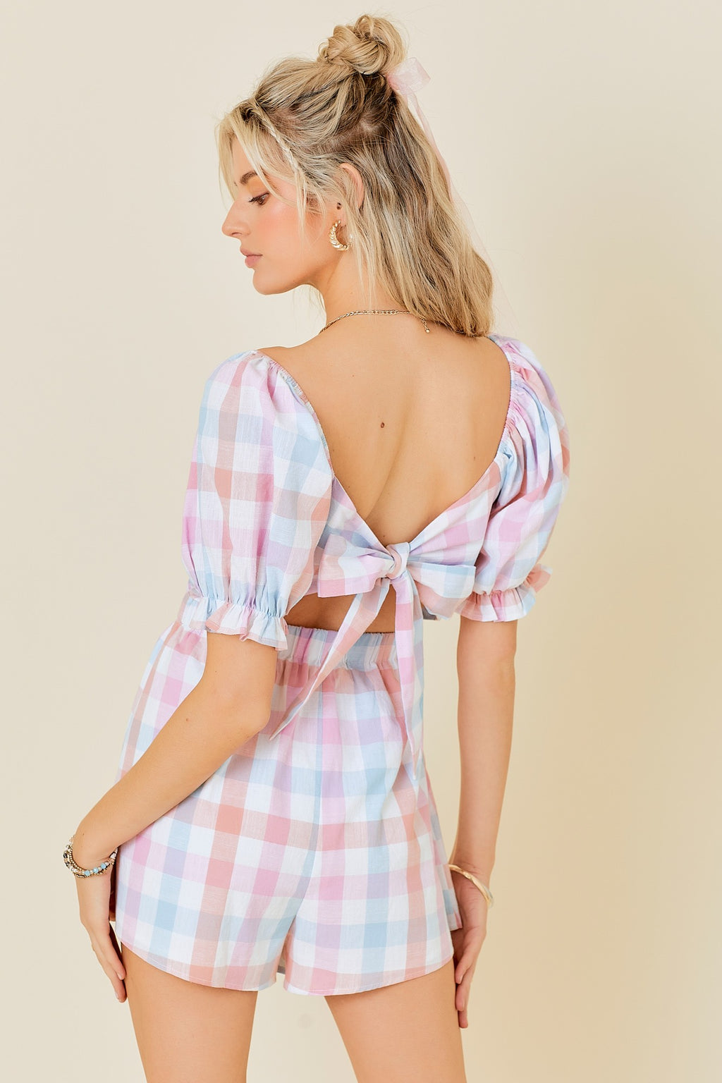 Gingham Cutout Romper