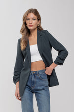 Ruched Green Blazer