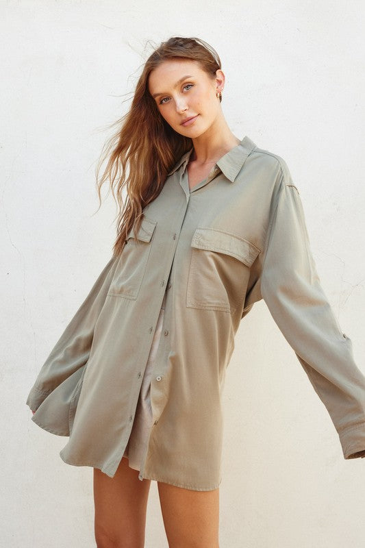 Sage Button Down