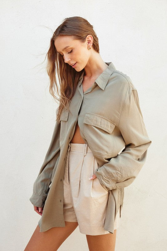 Sage Button Down