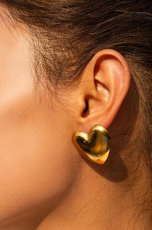 Gold Heart Studs